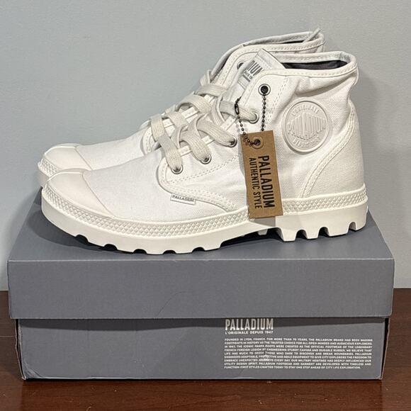 Palladium Shoes - PALLADIUM PAMPA HI ORIGINAL CANVAS BOOTS WHITE HIGH TOP SNEAKERS WOMENS 9.5 READ